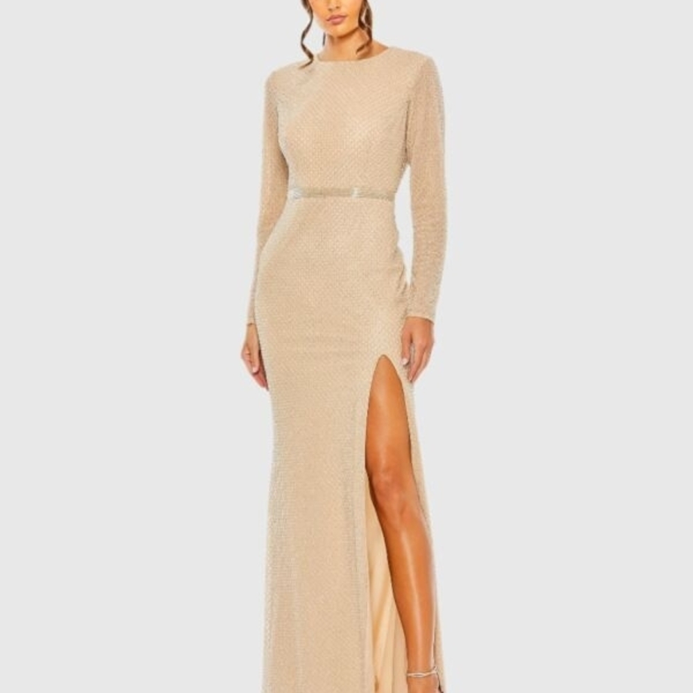 Mac Duggal Beaded Long Sleeve Gown Size 10